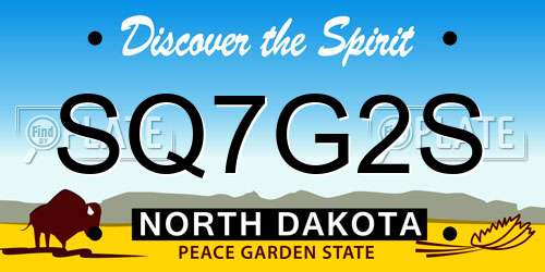 SQ7G2S North Dakota License Plate