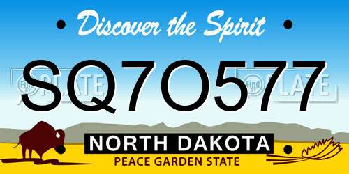 SQ7O577 North Dakota License Plate