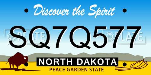 SQ7Q577 North Dakota License Plate