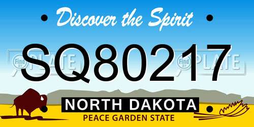 SQ80217 North Dakota License Plate