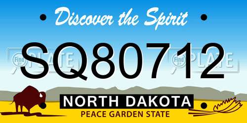 SQ80712 North Dakota License Plate
