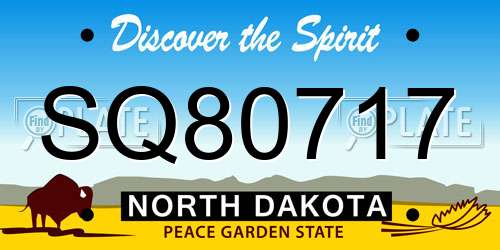 SQ80717 North Dakota License Plate