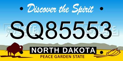 SQ85553 North Dakota License Plate