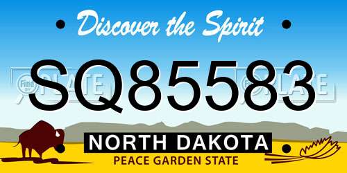 SQ85583 North Dakota License Plate