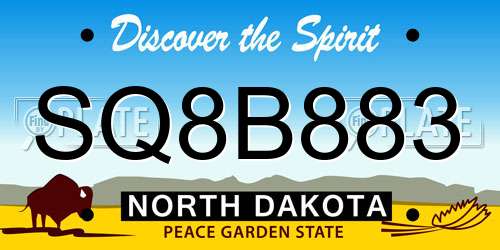 SQ8B883 North Dakota License Plate