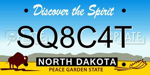 SQ8C4T North Dakota License Plate