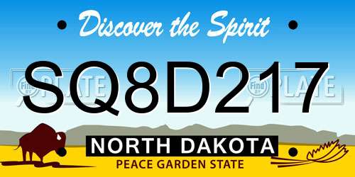 SQ8D217 North Dakota License Plate