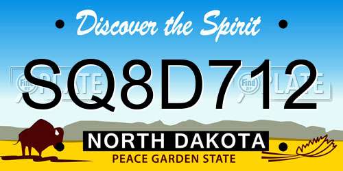 SQ8D712 North Dakota License Plate