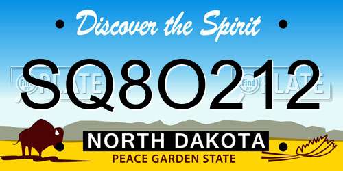 SQ8O212 North Dakota License Plate