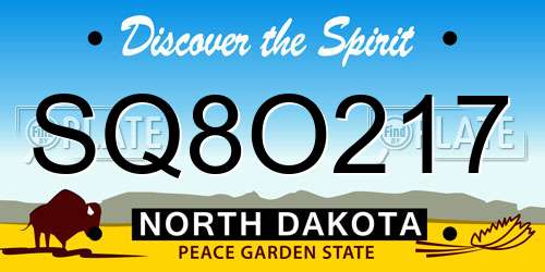 SQ8O217 North Dakota License Plate