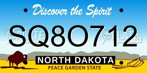 SQ8O712 North Dakota License Plate