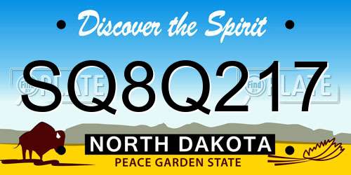 SQ8Q217 North Dakota License Plate