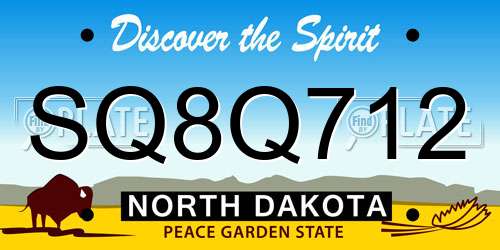 SQ8Q712 North Dakota License Plate
