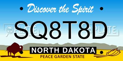 SQ8T8D North Dakota License Plate