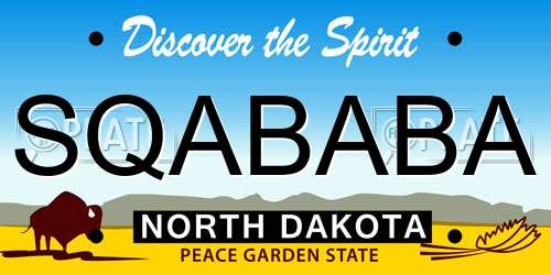 SQABABA North Dakota License Plate