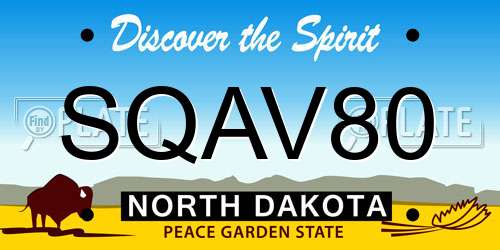 SQAV80 North Dakota License Plate