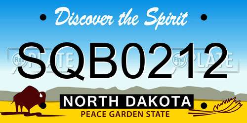 SQB0212 North Dakota License Plate