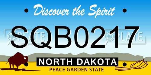SQB0217 North Dakota License Plate
