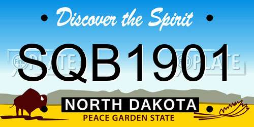 SQB1901 North Dakota License Plate