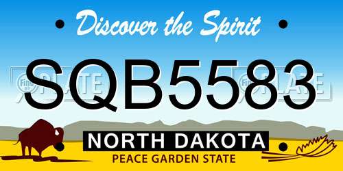 SQB5583 North Dakota License Plate