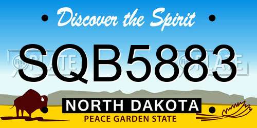 SQB5883 North Dakota License Plate