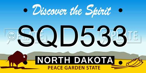 SQD533 North Dakota License Plate