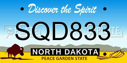 SQD833 North Dakota License Plate