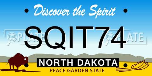 SQIT74 North Dakota License Plate