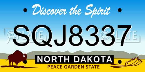 SQJ8337 North Dakota License Plate