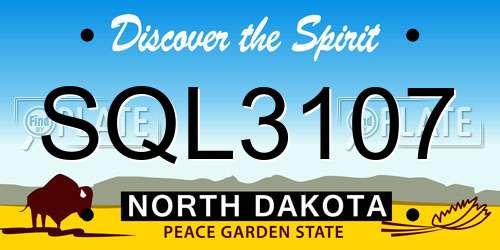 SQL3107 North Dakota License Plate