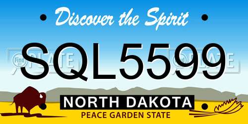 SQL5599 North Dakota License Plate