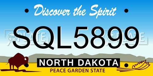 SQL5899 North Dakota License Plate