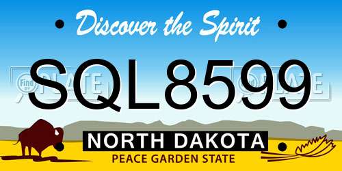SQL8599 North Dakota License Plate