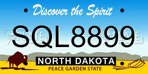 SQL8899 North Dakota License Plate