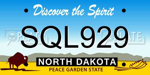 SQL929 North Dakota License Plate