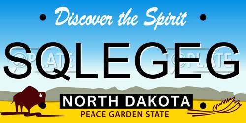 SQLEGEG North Dakota License Plate