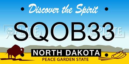SQOB33 North Dakota License Plate