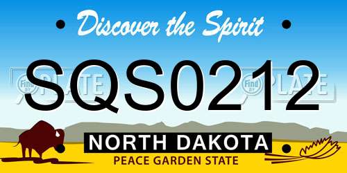 SQS0212 North Dakota License Plate