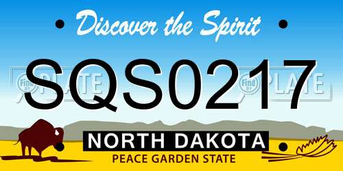 SQS0217 North Dakota License Plate