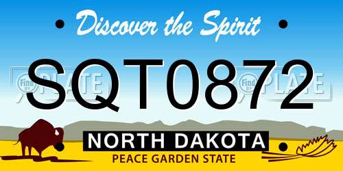 SQT0872 North Dakota License Plate