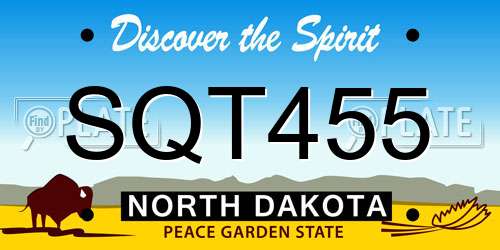 SQT455 North Dakota License Plate