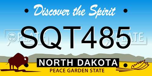 SQT485 North Dakota License Plate