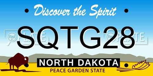 SQTG28 North Dakota License Plate