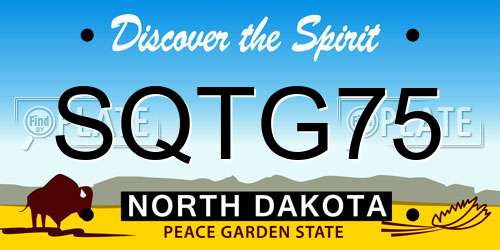 SQTG75 North Dakota License Plate