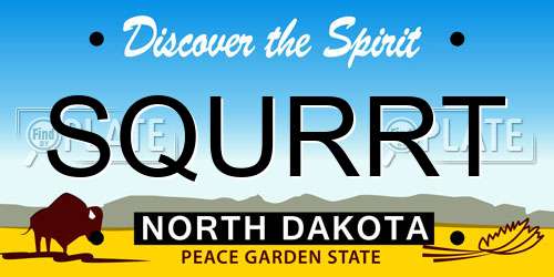 SQURRT North Dakota License Plate