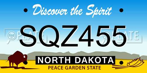 SQZ455 North Dakota License Plate
