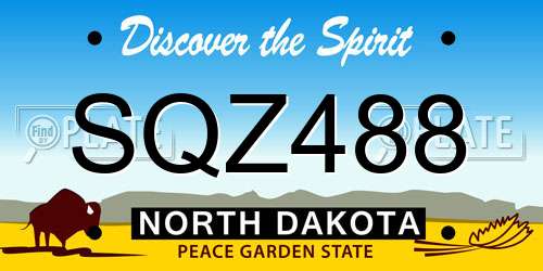 SQZ488 North Dakota License Plate