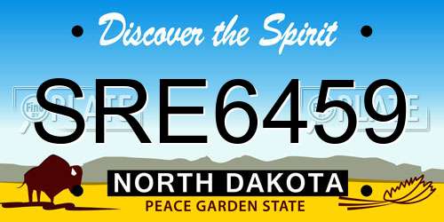 SRE6459 North Dakota License Plate