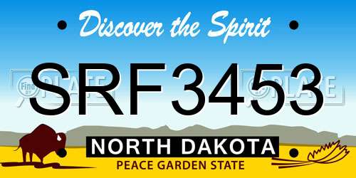 SRF3453 North Dakota License Plate
