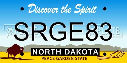 SRGE83 North Dakota License Plate
